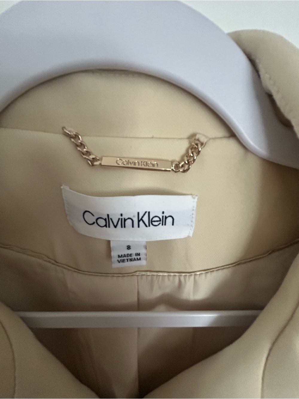 Calvin Klein Classic Off White Utility Zip Jacket with Self Tie Removable Belt - Picture 4 of 5